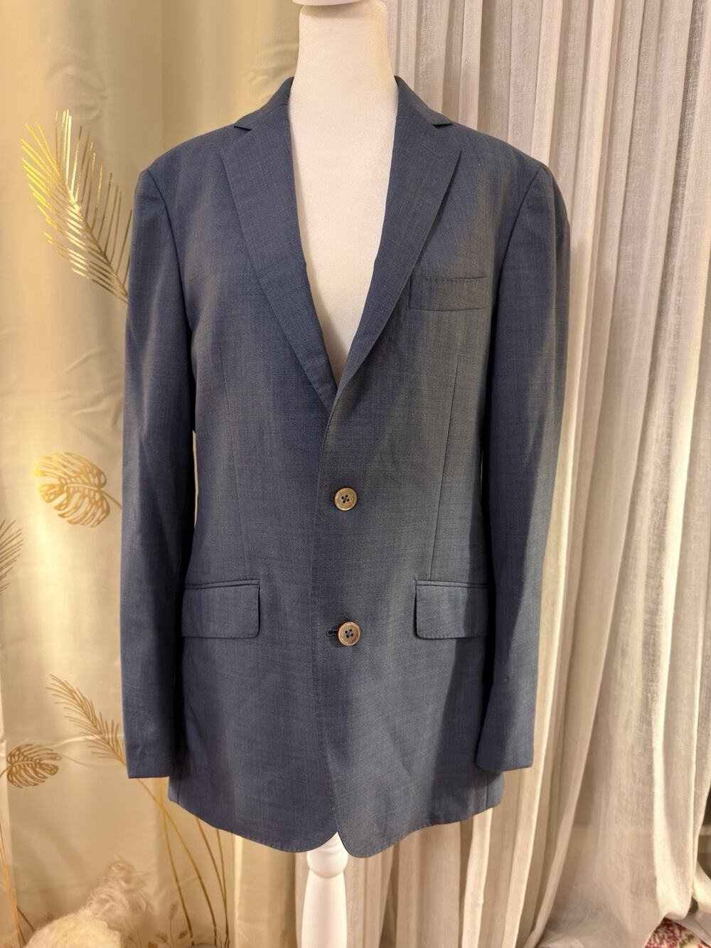J. Hilburn Sport Coat Men 40R Windsor Blue Vitale Barberis Canonico Wool Blazer